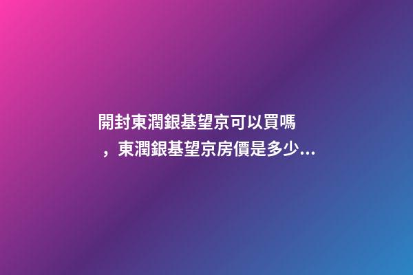 開封東潤銀基望京可以買嗎，東潤銀基望京房價是多少？